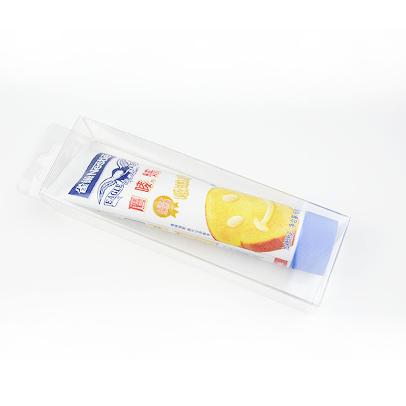 Transparent plastic folding box packaging for toothpaste